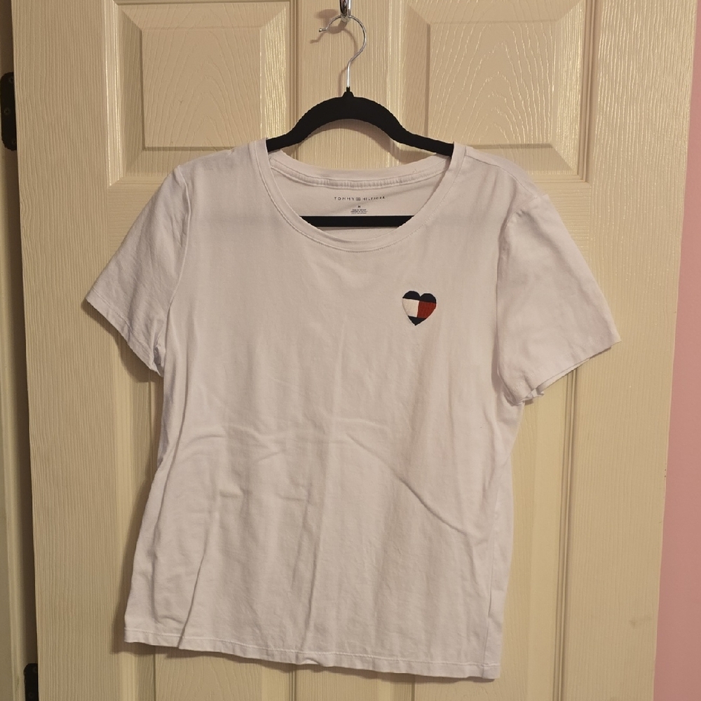 Tommy Hilfiger White Tee with Heart Emblem